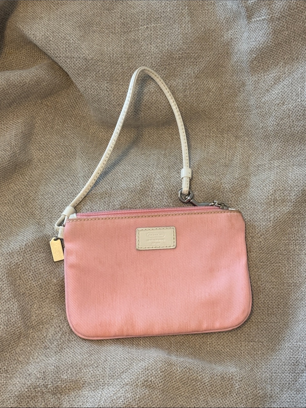 Vintage Coach Pink Canvas Wristlet / Pouch